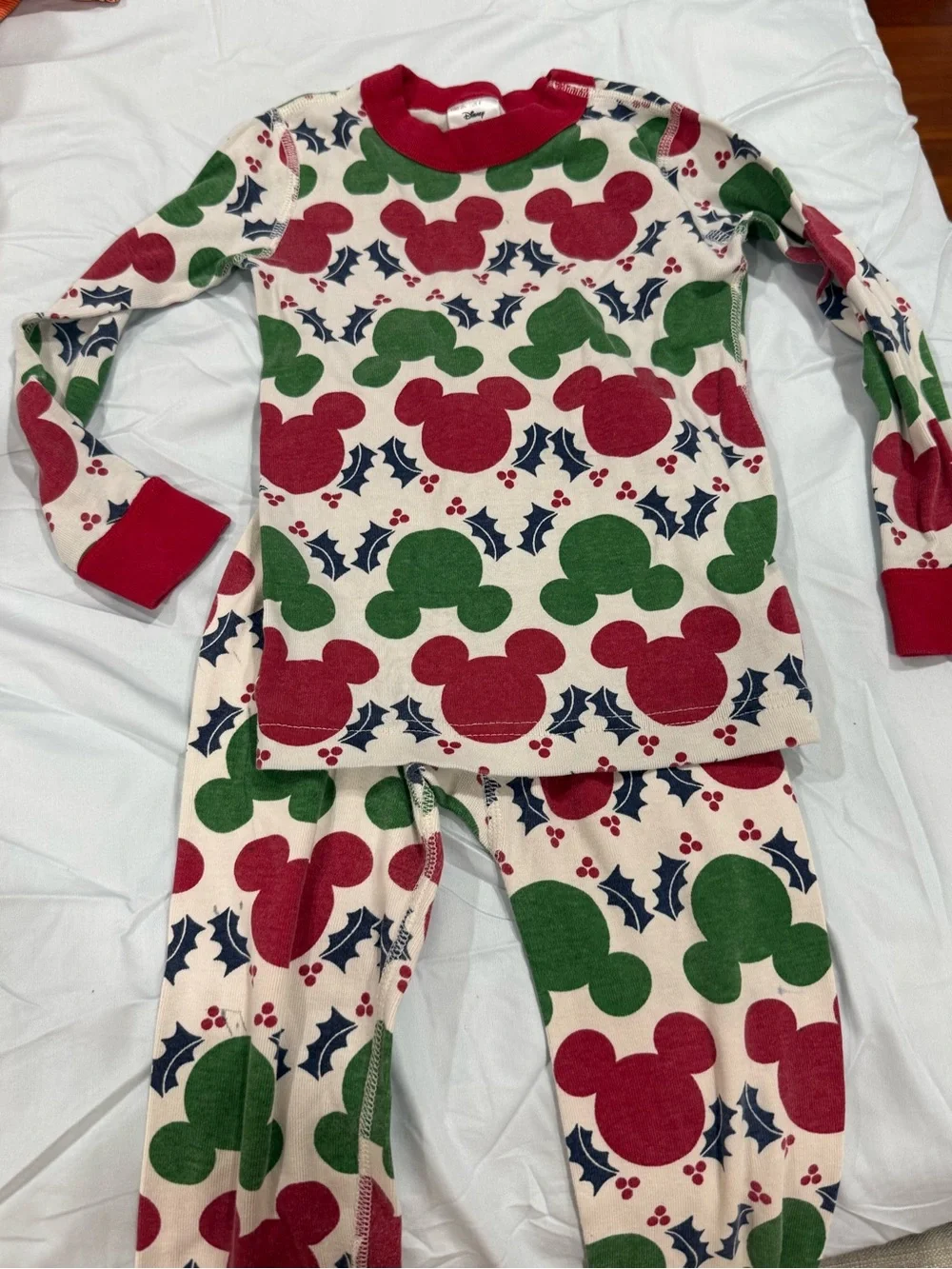 Hanna Andersson Red, Green & Navy Holiday Mickey Pajama Set